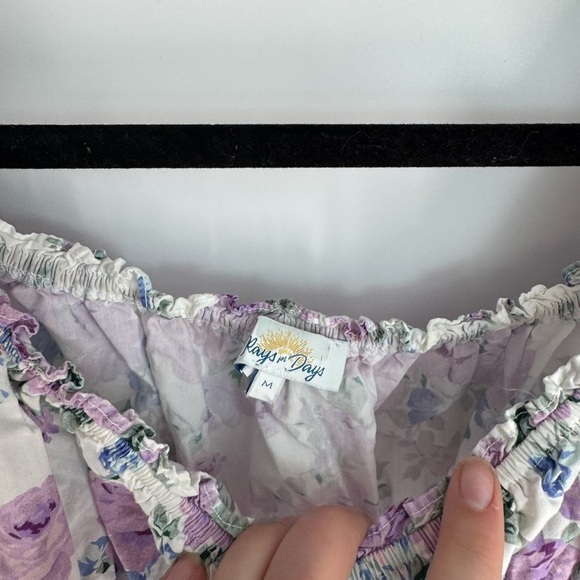 Rays for Days Floral square Neck Off Shoulder Long Sleeve Crop Top - Picture 4 of 4